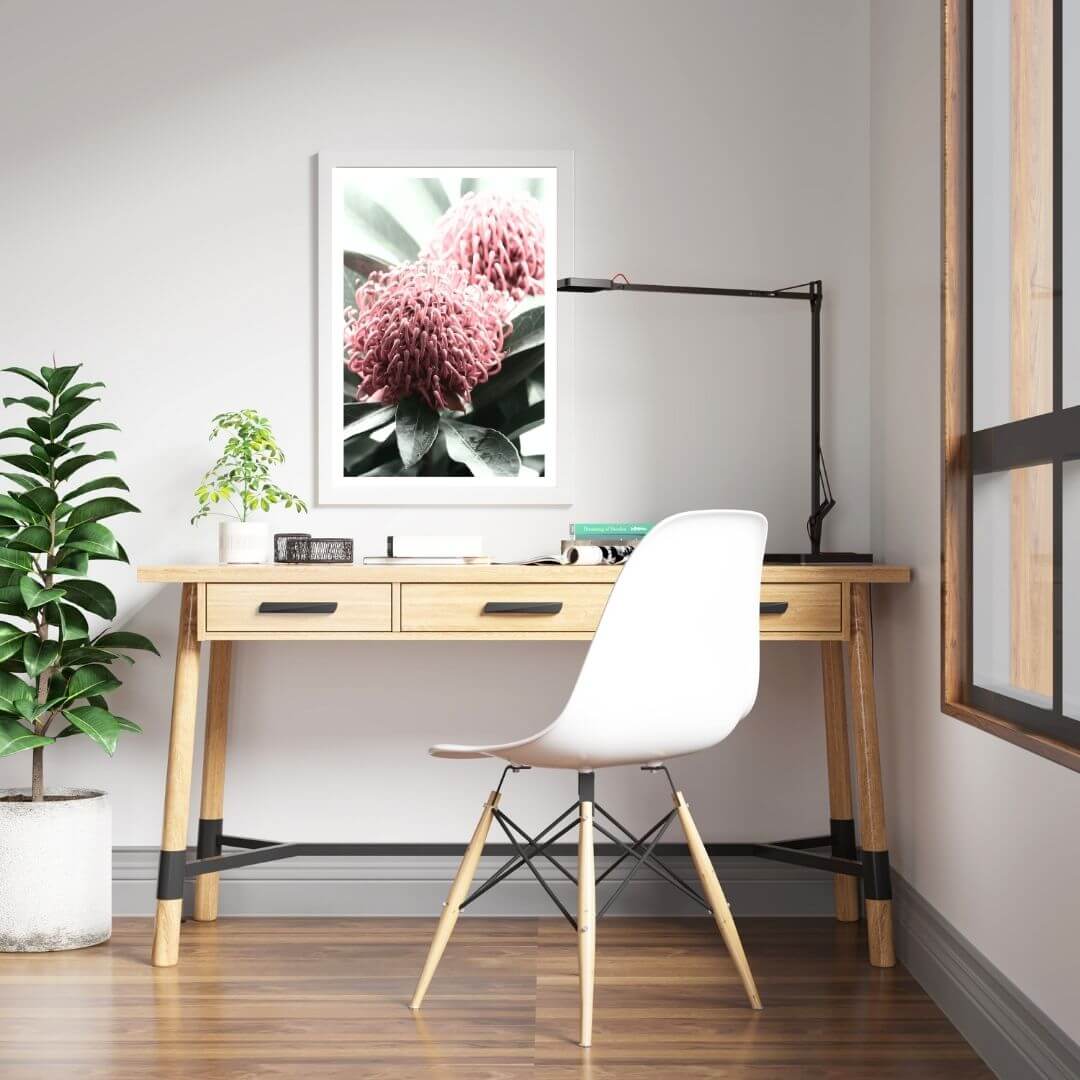 2 Australian Native Waratah Flowers B Wall art photo print with a white frame or unframed for the wall in a kids room