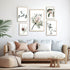 A set fo 5 Australian Native wall art prints in a gallery wall art set to style your living room