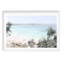 A wall art photo print of a Australian Watego Surf Beach B with a white frame, white border by Beautiful Home Decor