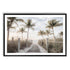 A wall art photo print of a pathway to a beach on the keys florida with palm trees with a black frame, white border by Beautiful Home Decor