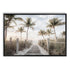 A wall art photo print of a pathway to a beach on the keys florida with palm trees with a black frame, no white border at Beautiful HomeDecor