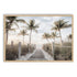A wall art photo print of a pathway to a beach on the keys florida with palm trees with a timber frame, no white border at Beautiful HomeDecor