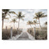 A wall art photo print of a pathway to a beach on the keys florida with palm trees unframed, printed edge to edge without a white border