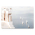 A coastal wall art photo print of Boats sailing on the sea in Santorini Greece  unframed, printed edge to edge without a white border