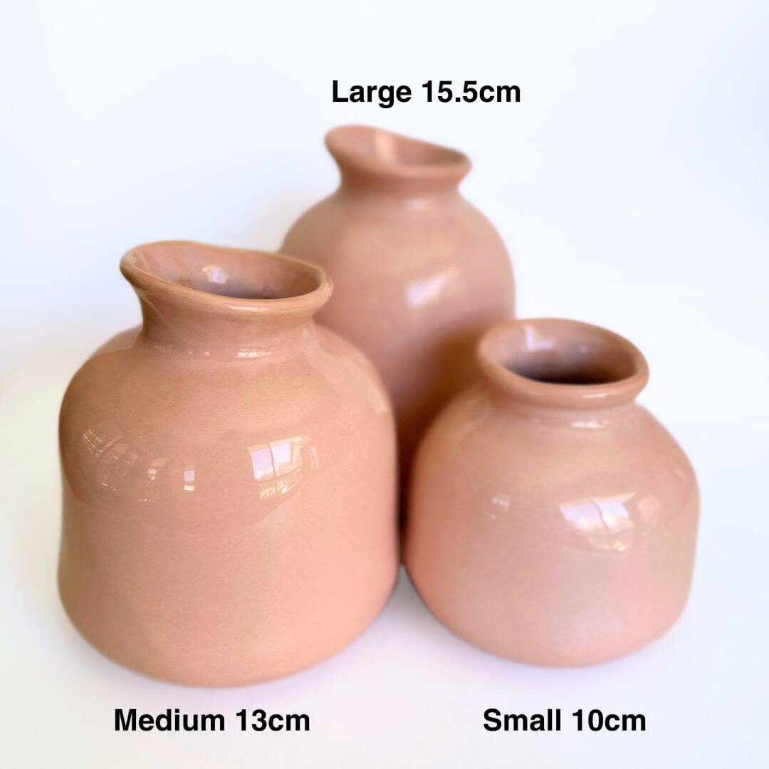 Salmon Pink Boca Vases available in 3 sizes small, medium and large 