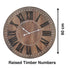 60cm Brown Rustic Wall Clock with Industrial black Roman numerals