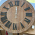 Brown Rustic Wall Clock 60cm large with Industrial black Roman numerals wall décor