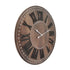 Side view of Brown Rustic Wall Clock 60cm large with Industrial black Roman numerals