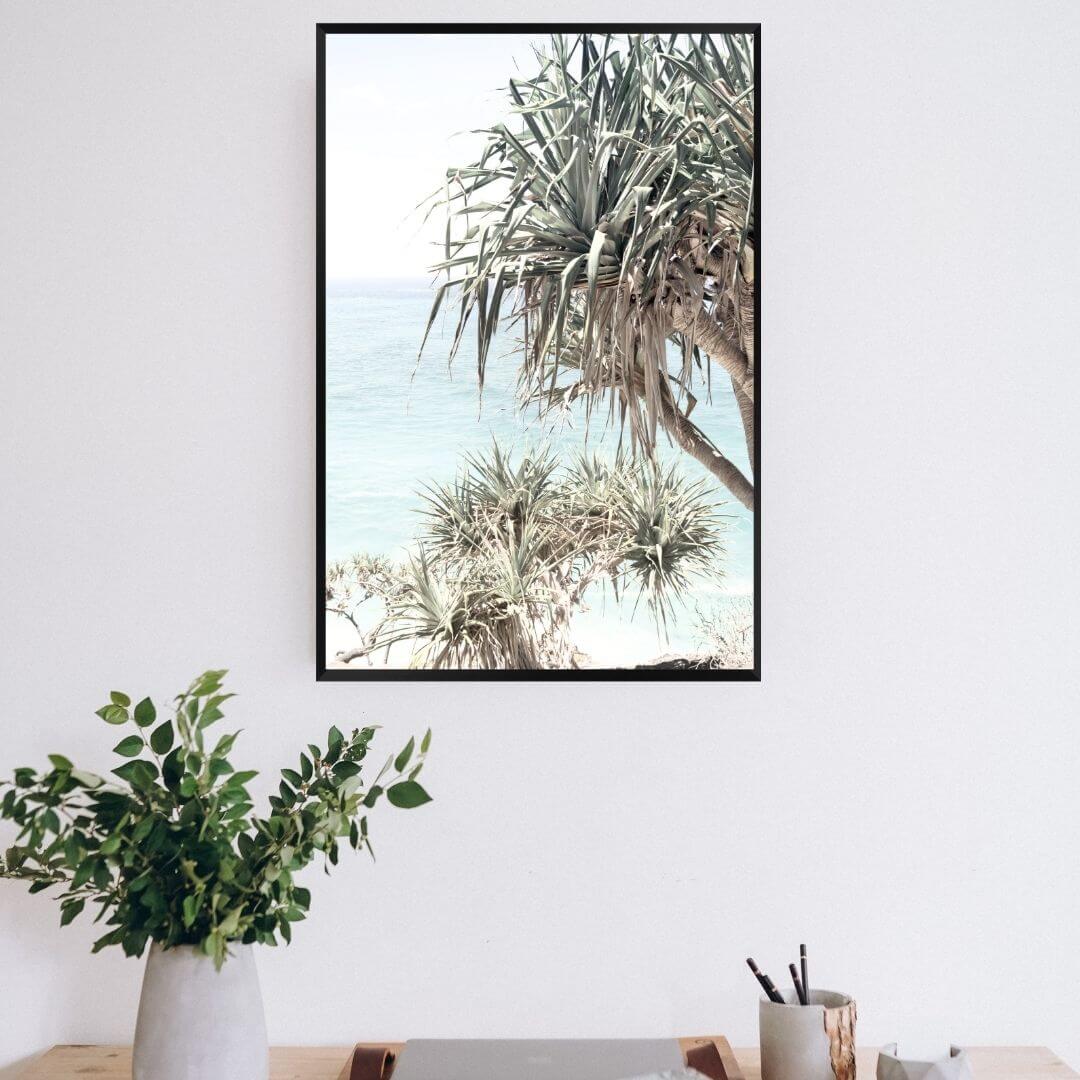 A wall art photo print of the Byron Bay Beach Sea View with a black frame or unframed shop online at Beautiful HomeDecor with free shipping