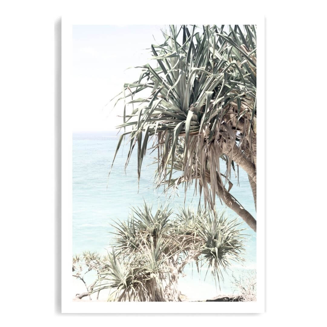 A wall art photo print of the Byron Bay Beach Sea View unframed with a white border by Beautiful HomeDecor