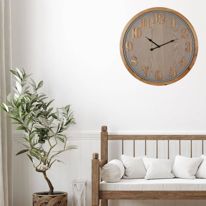 Contemporary Grey Timber Wall Clock - Large 60cm – Beautiful Home Decor