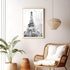 A black and white wall art photo print of the Eiffel Tower in Spring with a timber frame, white border or unframed by Beautiful Home Decor