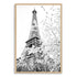 A black and white wall art photo print of the Eiffel Tower in Spring with a timber frame, no white border at Beautiful HomeDecor