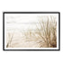 A wall art photo print of a grassy beach shore with a black frame, white border by Beautiful Home Decor