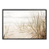 A wall art photo print of a grassy beach shore with a black frame, no white border at Beautiful HomeDecor