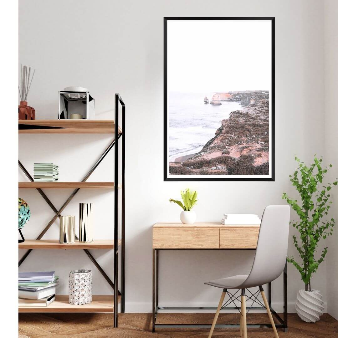 A wall art photo print of the Great Ocean Road B with a black frame or unframed for your study office wall