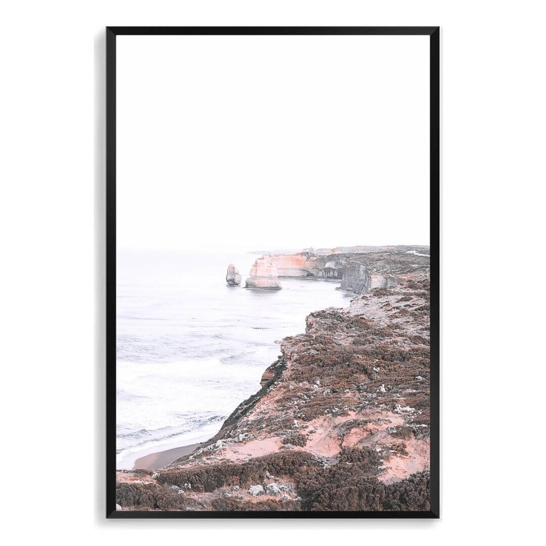 A wall art photo print of the Great Ocean Road B with a black frame, no white border at Beautiful Home Decor