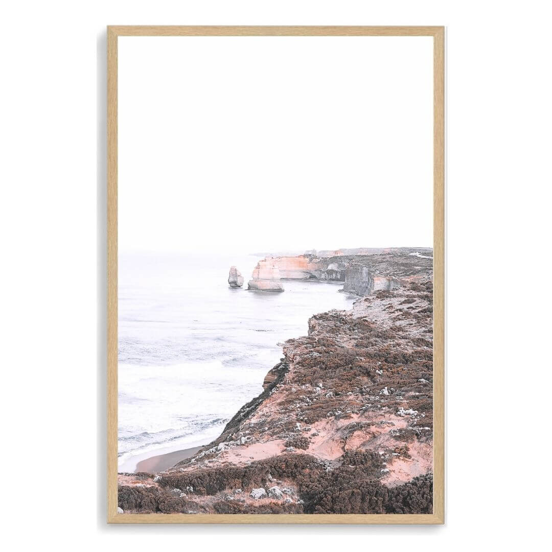 A wall art photo print of the Great Ocean Road B with a timber frame, no white border at Beautiful Home Decor