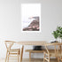 A wall art photo print of the Great Ocean Road B with a white frame, white border on dining room wall
