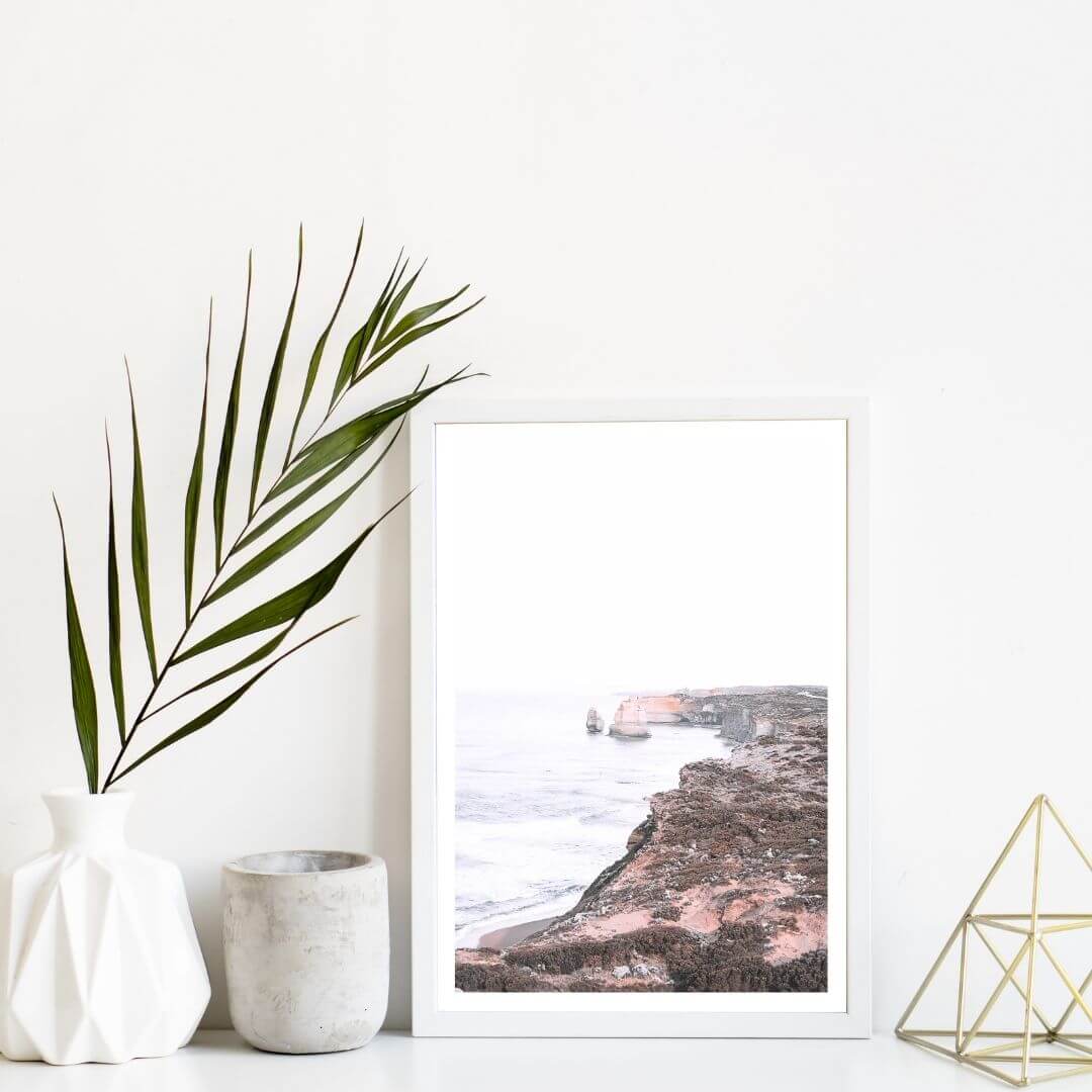 A wall art photo print of the Great Ocean Road B with a white frame or unframed to style shelves and empty walls