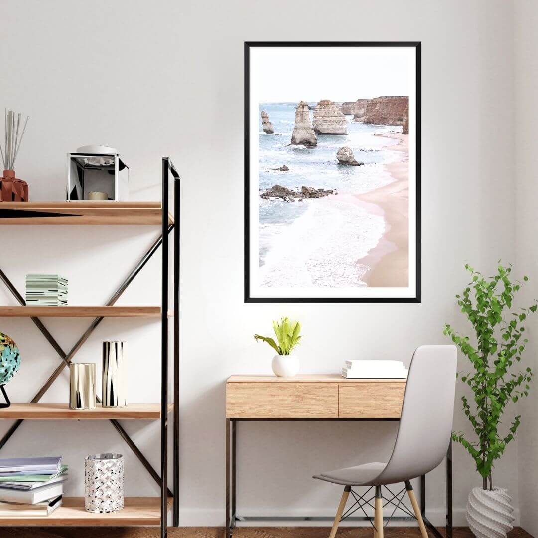 A wall art photo print of the Great Ocean Road A Twelve Apostles with a black frame or unframed to decorate an empty wall