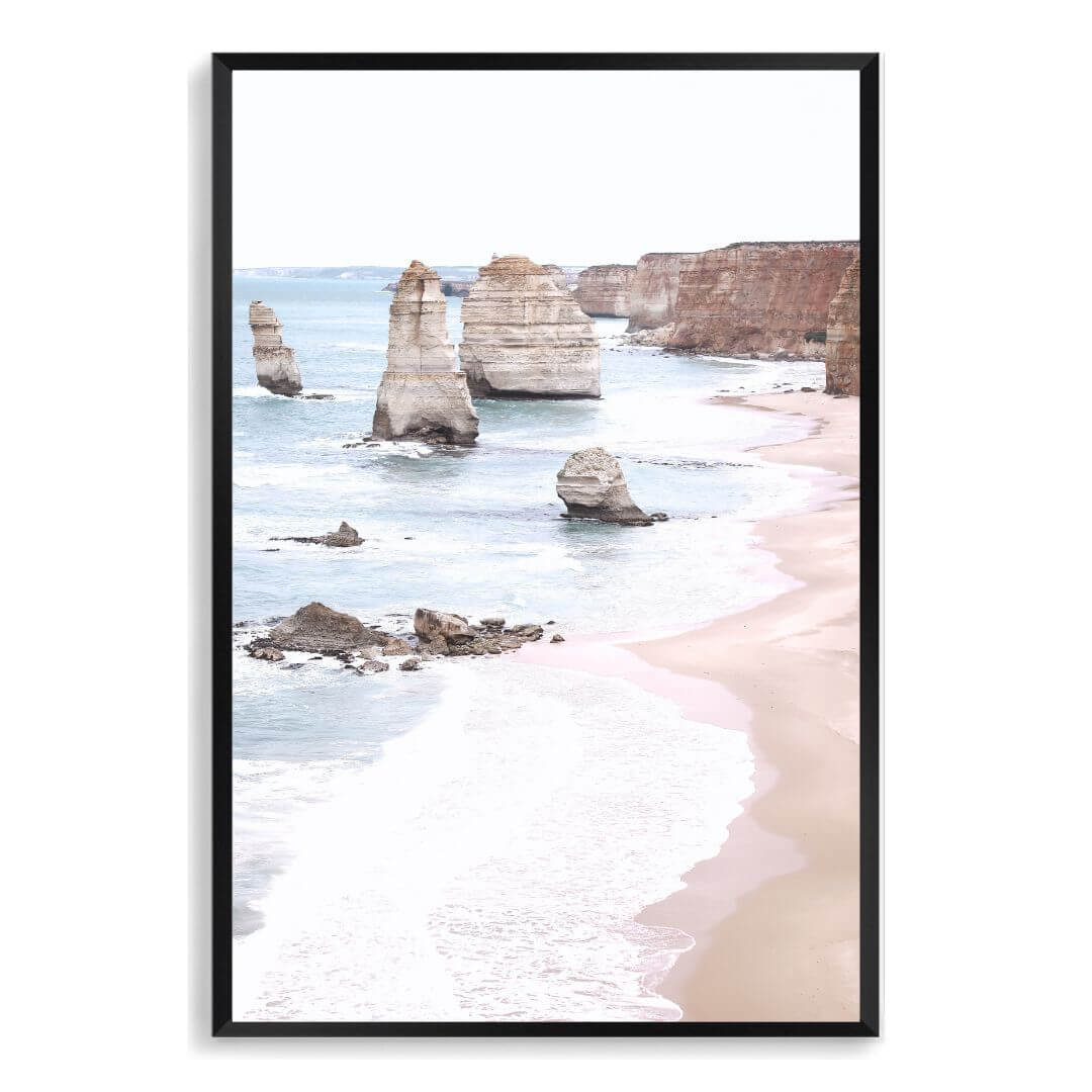 A wall art photo print of the Great Ocean Road A Twelve Apostles with a black frame, no white border at Beautiful Home Decor