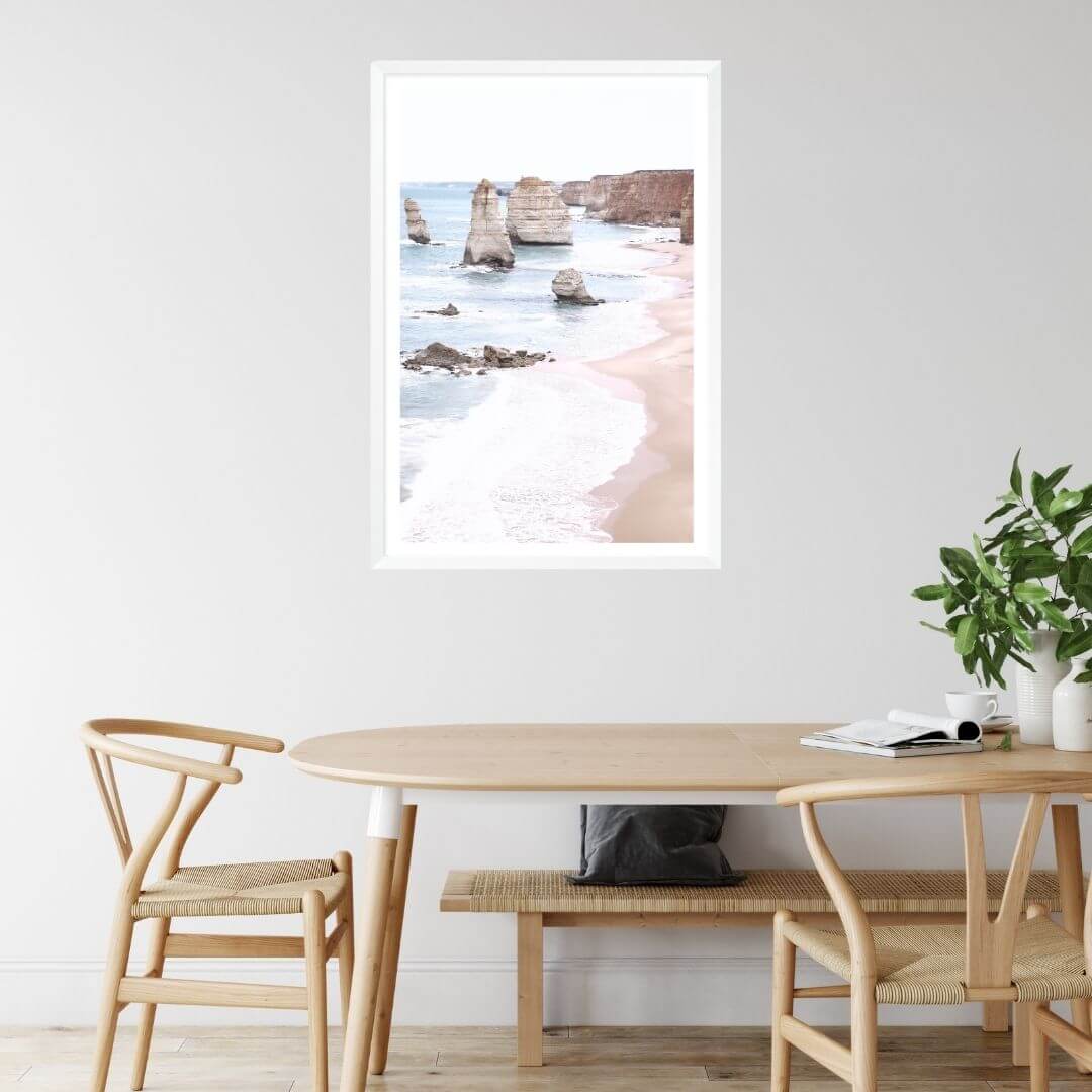 A wall art photo print of the Great Ocean Road A Twelve Apostles with a white frame or unframed to style your dining room walls