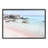 A wall art photo print of a pink beach in Greece with a black frame, no white border at Beautiful HomeDecor
