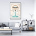 A wall art photo print of a Moroccan Temple water feature with a black frame on a wall above a sofa by Beautiful HomeDecor
