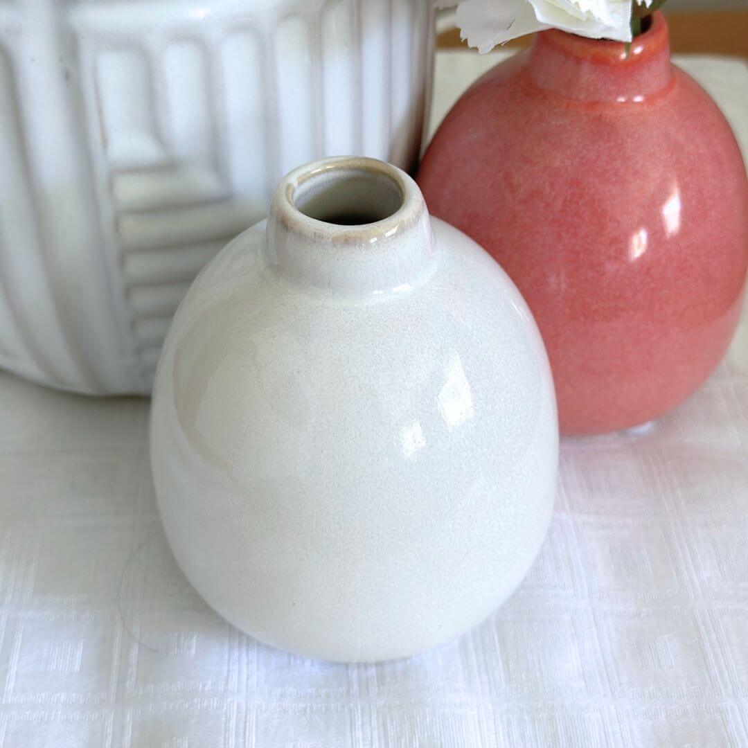 Small 10cm Nya Vessel Vase in Cream and Pink to decorate your shelves and tables