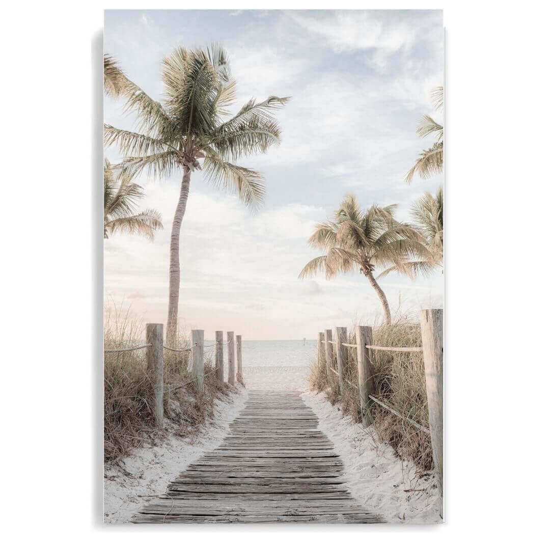 A coastal wall art photo print of a pathway to a beach on the Keys Florida unframed, printed edge to edge without a white border