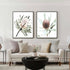 A set of 2 Australian Native Banksia Floral Flowers Wall Art Prints with a frame in black to style a wall in your living room Australian artwork