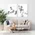 A set of 2 Australian Native Eucalyptus Leaves Wall Art Prints with a white frame or unframed to style shelves and empty walls