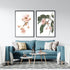 A set of 2 Native Gum Eucalyptus Flower Wall Art Prints with a frame in black to style a wall in your living room