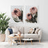 A set of 2 Peach Protea Flowers Floral Wall Art Prints with a white frame or unframed to style shelves and empty walls