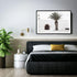 A White Spanish Church Wall Art Print with a Palm Tree  with a black frame or unframed for a wall above your bedroom bed