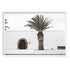 A White Spanish Church Wall Art Print with a Palm Tree  with a white frame, no white border at Beautiful Home Decor