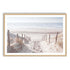 A wall art photo print of a walk on the beach with a timber frame, white border by Beautiful Home Decor