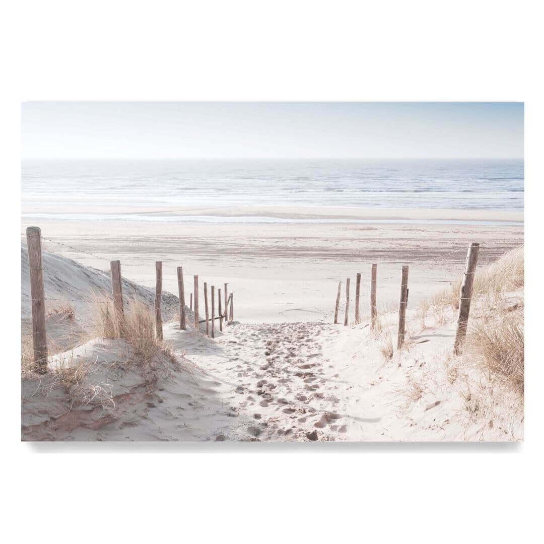 A wall art photo print of a walk on the beach unframed, printed edge to edge without a white border